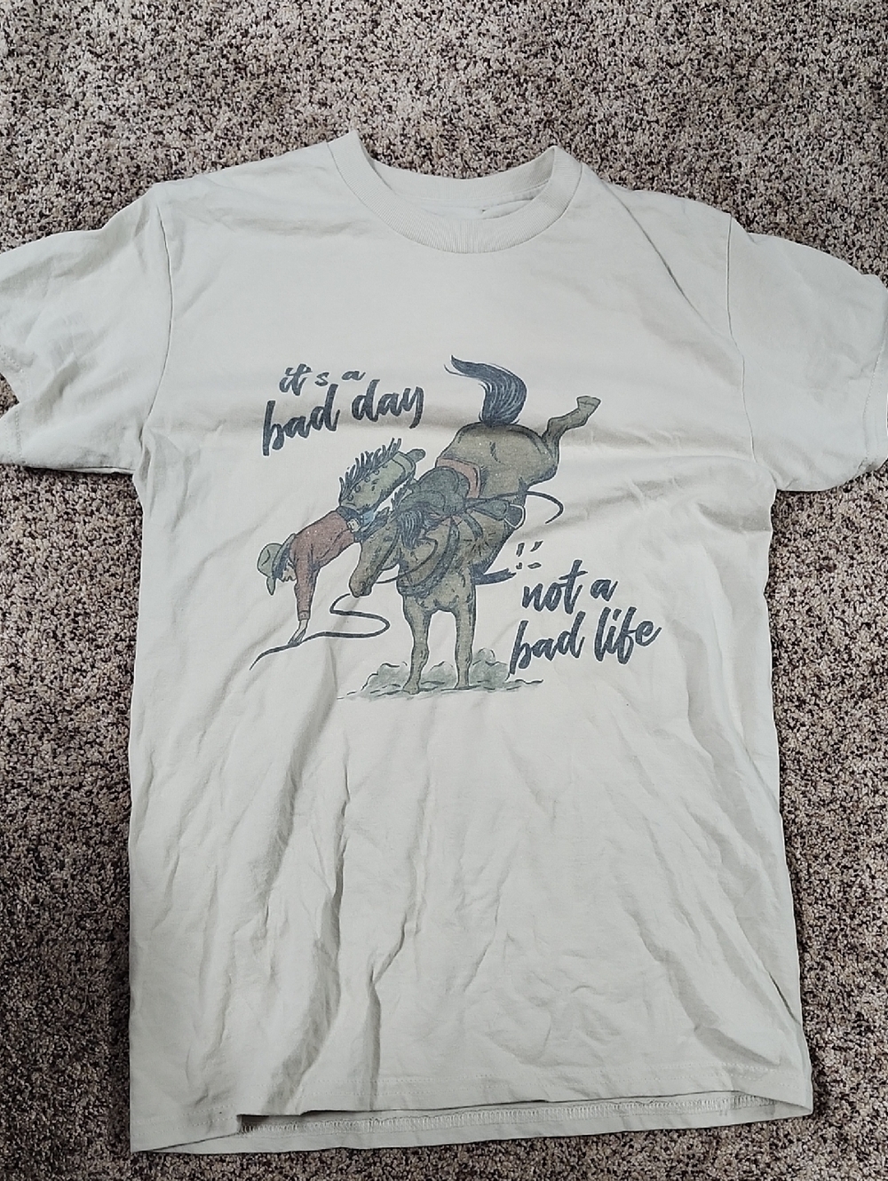 Light Green Graphic Tee with Horse Print